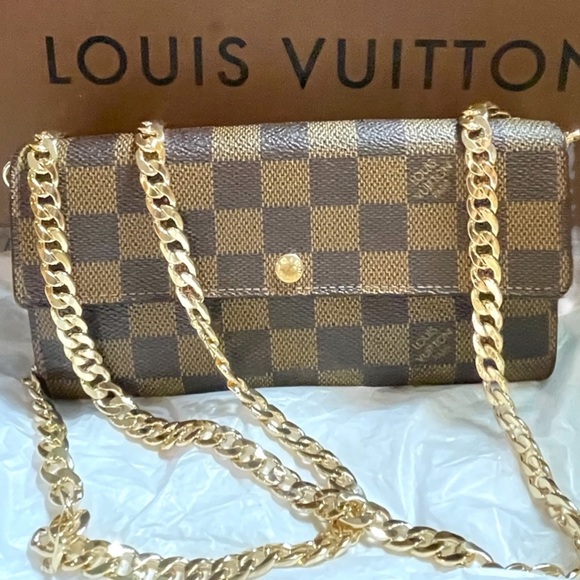 Louis Vuitton Damier Long Wallet  Portefeuille Sarah Shoulder/ Crossbody Bag. - Picture 2 of 16